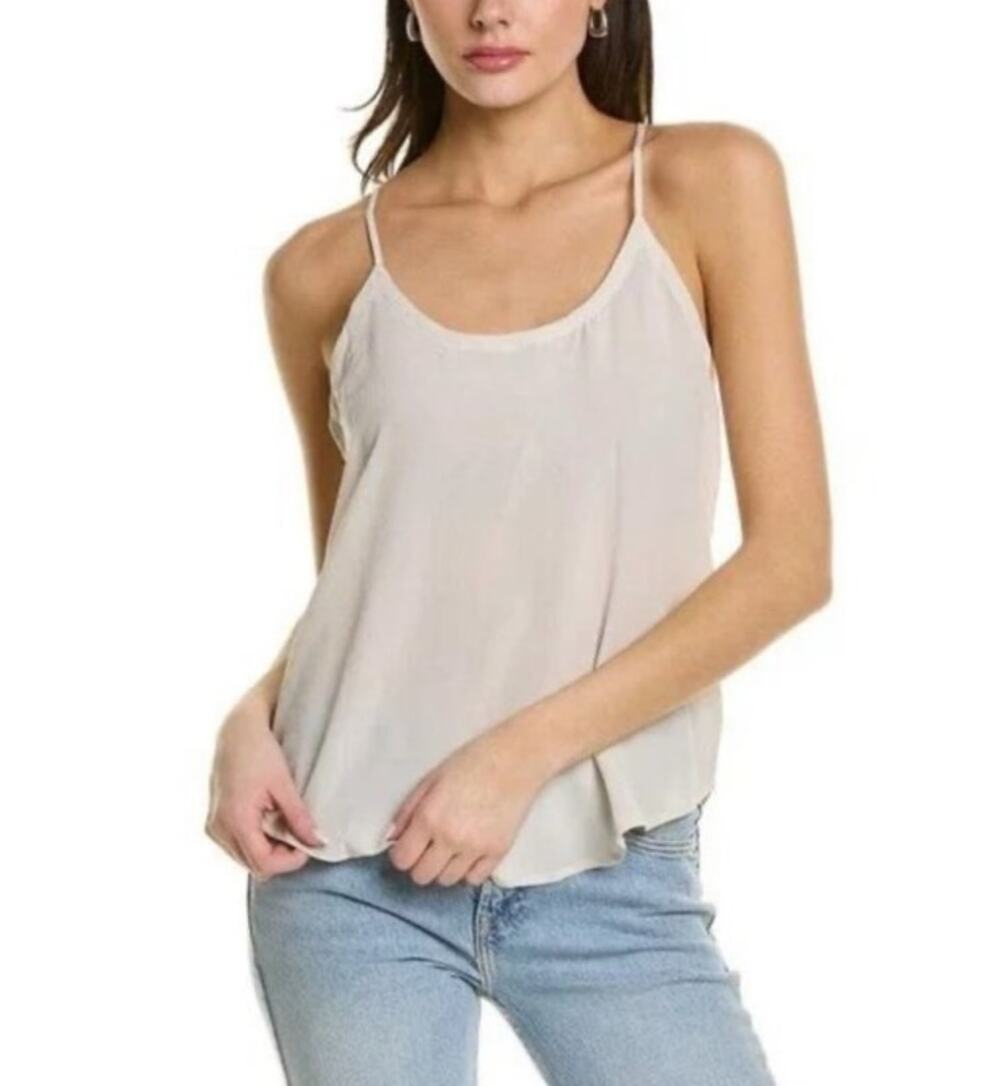 Chaser Strappy Crepe De Chine Silk Camisole in Bone - M